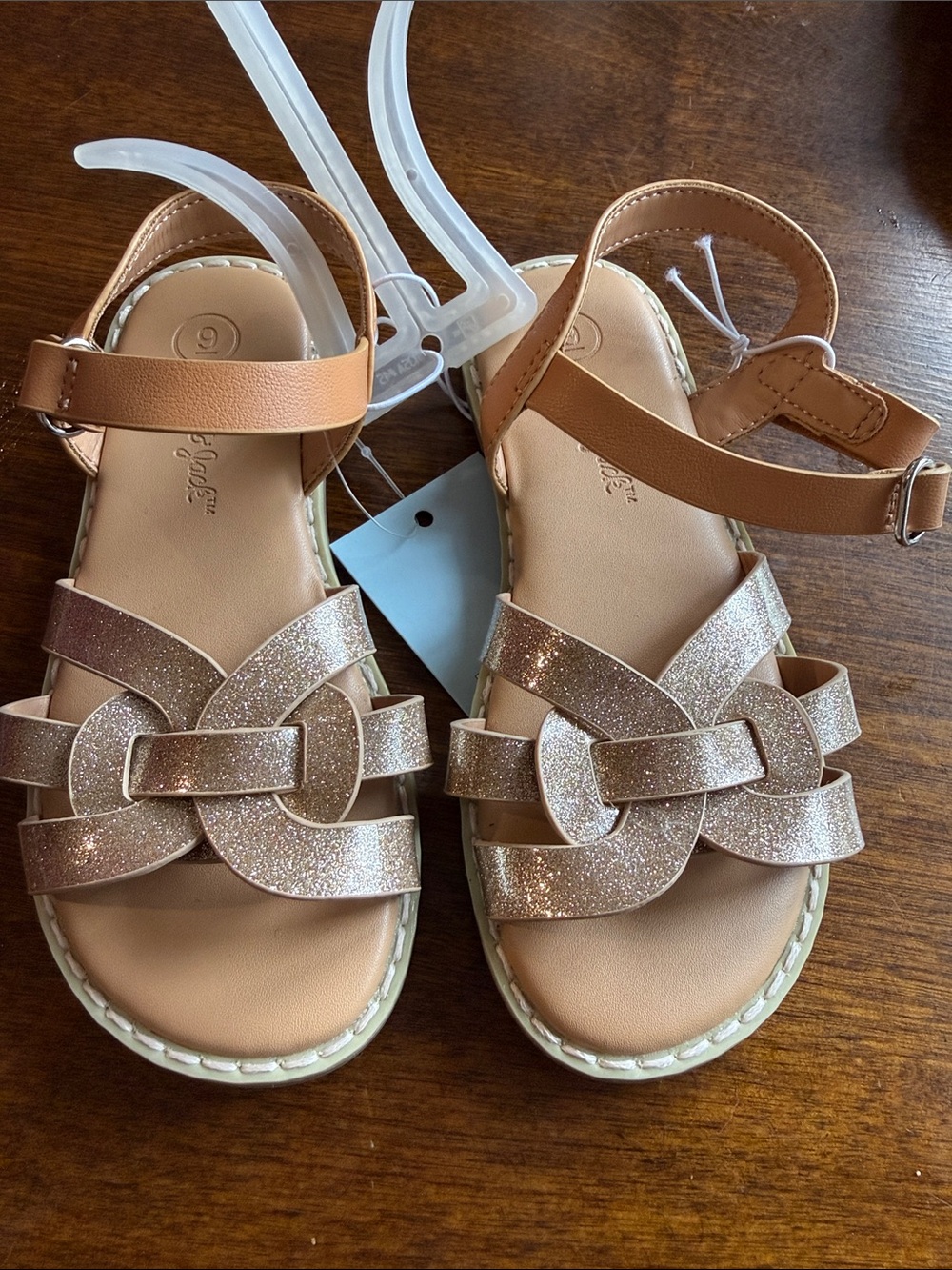 Cat & Jack Tan Glitter Knot Sandals for Kids
